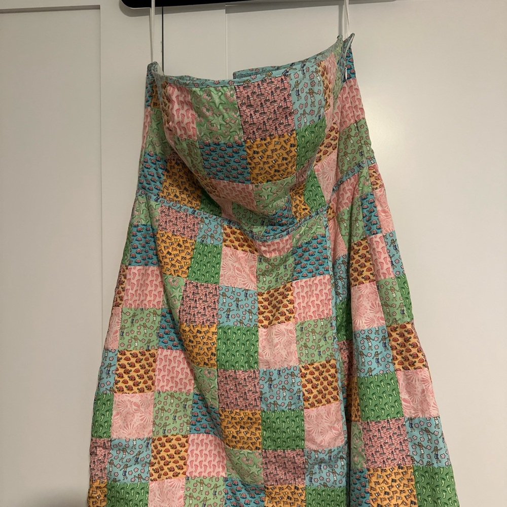 Vineyard Vines Pink and Green A-Line Midi Dress Resort Wear